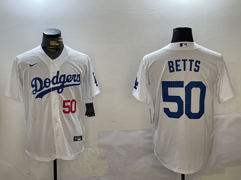 Men Los Angeles Dodgers 50 Betts White Game 2024 Nike MLB Jersey style 1211